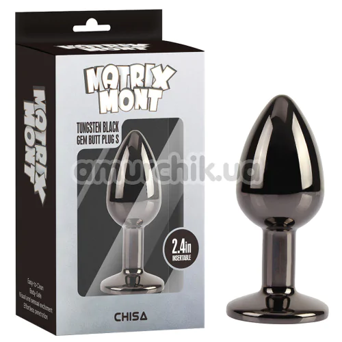 Анальная пробка с радужным кристаллом Matrix Mont Tungsten Black Gem Metal Plug S, черная