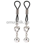 Зажимы для сосков Senuelo Heart Echo Nipple Clamps, серебряные - Фото №1
