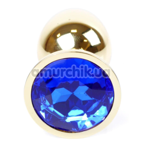 Анальна пробка з синім кристалом Exclusivity Jewellery Gold Plug, золота