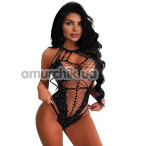 Боді Star Night Fishnet & Sparkle Rhinestone Party Bodysuit, чорне - Фото №1
