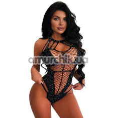 Боді Star Night Fishnet & Sparkle Rhinestone Party Bodysuit, чорне - Фото №1