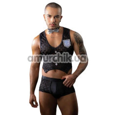 Костюм офіціанта JSY Sexy Lingerie 9111, чорний: труси-боксери + майка + краватка-метелик - Фото №1