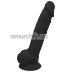 Фаллоимитатор Real Love Premium Silicone Dildo 9 с мошонкой, черный - Фото №1