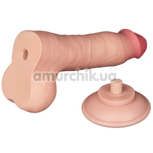 Фаллоимитатор Sliding-Skin Dual Layer Dong 8 с мошонкой, телесный