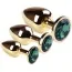 Набір з 3 анальних пробок з зеленим кристалом SWAROVSKI Gold Chrysolite, золотий