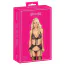 Комплект Kissable Embroidery Lingerie Set, фиолетовый: бюстгальтер + трусики-стринги + пояс для чулок - Фото №5