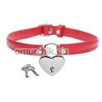 Нашийник з замочком Master Series Heart Lock, червоний - Фото №1