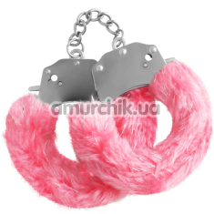 Наручники с розовым мехом Crushious Spangle, серебряные - Фото №1