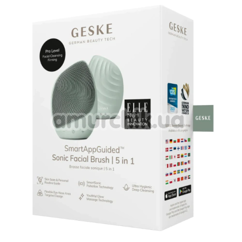 Ультразвуковая щетка для лица Geske Sonic Facial Brush 5 in 1, зеленая