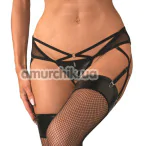Трусики-стринги с подвязками для чулок Obsessive Dominna, черные - Фото №1