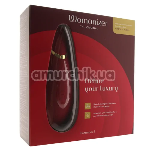 Симулятор орального секса для женщин Womanizer Premium 2, бордовый
