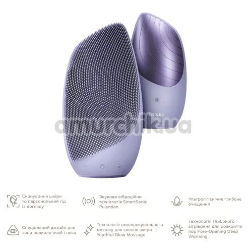 Ультразвуковая щетка для лица Geske Sonic Thermo Facial Brush 6 in 1, сиреневая