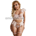 Комплект Star Night Sensual Feather & Chains, рожевий: бюстгальтер + трусики-стрінги + пояс для панчіх + гартери - Фото №1