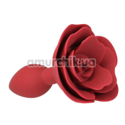 Анальная пробка + вибропуля Lux Active Red Rose Silicone Anal Plug, красная - Фото №1