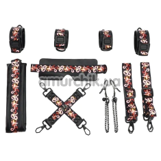 Бондажний набір Lockink Sevanda The Flowering Serpent Leather Bondage Restraint Set 7PC, чорний - Фото №1