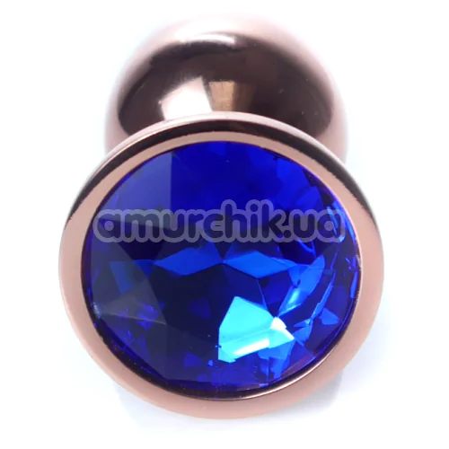 Анальная пробка с синим кристаллом Exclusivity Jewellery Red Gold Plug, золотая