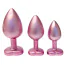 Набор из 3 анальных пробок с розовым кристаллом Gleaming Love Pearl Pink Plug Set, розовый - Фото №2