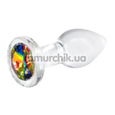 Анальна пробка з райдужним кристалом Crystal Desires Rainbow Gem S, прозора - Фото №1