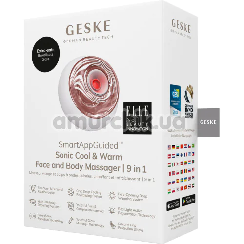 Ультразвуковий масажер для обличчя та тіла Geske Sonic Cool & Warm Face and Body Massager 9 in 1, кремовий