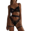 Комплект Star Night Ring & Strap Set, черный: бюстгальтер + трусики-стринги + пояс для чулок - Фото №9