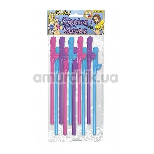 Трубочки для напитков Dicky Sipping Straws Coloured - цветные, 10 шт