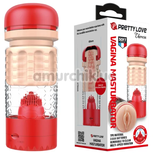 Мастурбатор з вібрацією Pretty Love Emily Vagina Masturbator, червоний