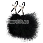 Зажимы для сосков с черными перышками Fantasy Fetish Nipple Clamps, серебряные - Фото №1