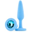 Анальная пробка с голубым кристаллом Alume Silicone Long Plug S, голубая - Фото №5
