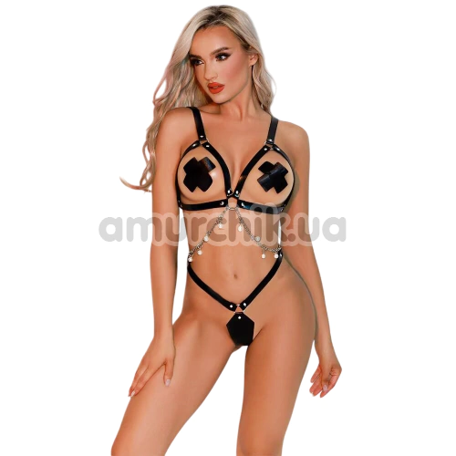 Комплект JSY Sexy Lingerie 5967, черный: боди + украшения для сосков - Фото №1