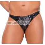 Трусы-стринги мужские Zeus Wet Look Thong, черные - Фото №1