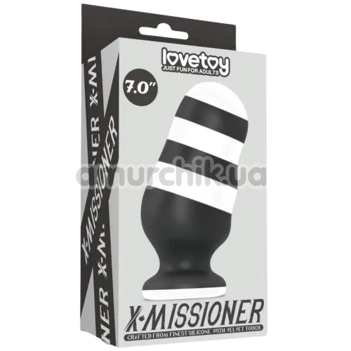 Анальная пробка Love Toy X-Missioner Butt Plug 7, черно-белая