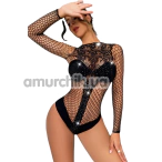 Боди Star Night Lace & Fishnet Rhinestone Bodysuit, черное - Фото №1