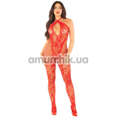 Комбинезон Leg Avenue Pretty Persuasion Lace Bodystocking, красный - Фото №1