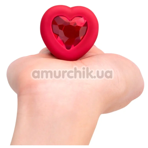Анальная пробка с вибрацией B-Vibe Vibrating Heart M/L, красная
