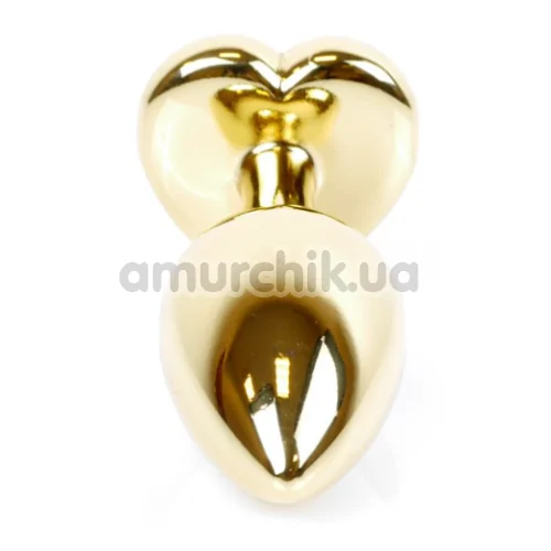 Анальна пробка із яскраво-рожевим кристалом Exclusivity Jewellery Gold Heart Plug, золота