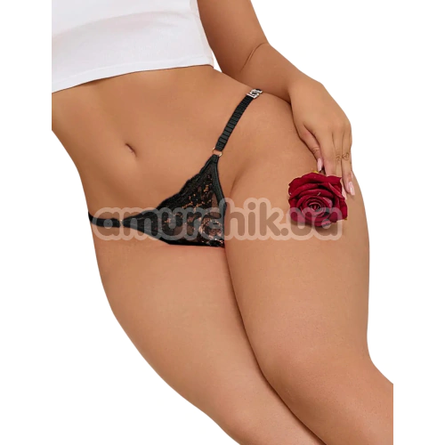 Трусики-стринги Star Night Love Rhinestone Panties, черные