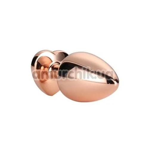 Анальная пробка с розовым кристаллом Gleaming Love Gold Plug Heart L, золотая