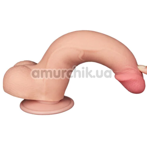 Фаллоимитатор Sliding-Skin Dual Layer Dong 8.5 с мошонкой, телесный