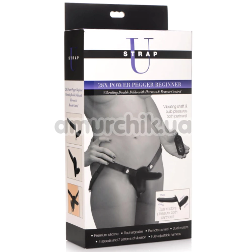 Cтрапон с вибрацией Strap U 28X Power Pegger Beginner, черный