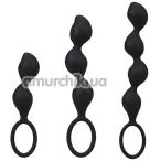 Набор из 3 анальных цепочек Doc Johnson Mood Naughty Contour Beads Trainer Set, черный - Фото №1