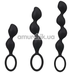 Набір з 3 анальних ланцюжків Doc Johnson Mood Naughty Contour Beads Trainer Set, чорний - Фото №1