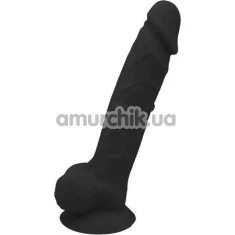 Фаллоимитатор Real Love Premium Silicone Dildo 7 с мошонкой, черный - Фото №1