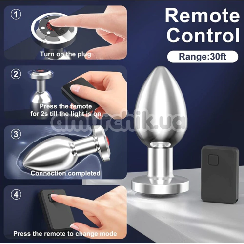 Анальная пробка с вибрацией Vibrating Butt Plug M, серебряная