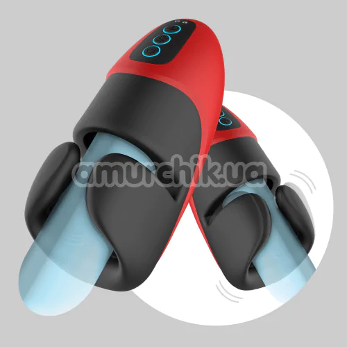 Мастурбатор з вібрацією Crushious Pancho, чорно-червоний