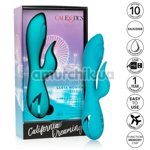 Вибратор California Dreaming Santa Monica Starlet, бирюзовый
