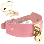 Ошейник с золотым замочком Kinky Diva Collar Me! Heart-Lock-Key Collar, розовый - Фото №1
