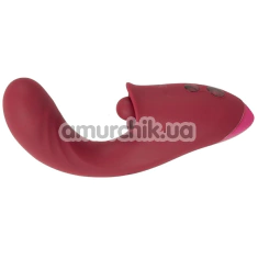 Вибратор клиторальный и для точки G с толчками Javida 3 Function Vibrator With Curved Shaft, бордовый - Фото №1