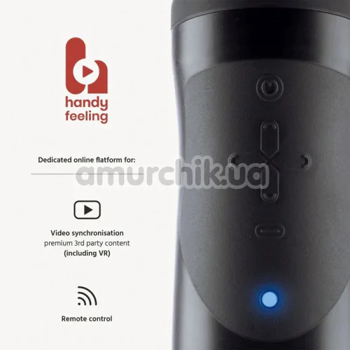 Інтерактивний мастурбатор з поштовхами The Handy Interactive Stroker, чорний