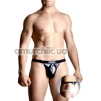 Трусы-стринги мужские Mens Thongs Police 4490, черные - Фото №1