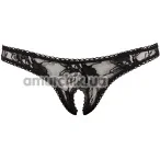 Трусики-стрінги мереживні Crotchless String, чорні - Фото №1